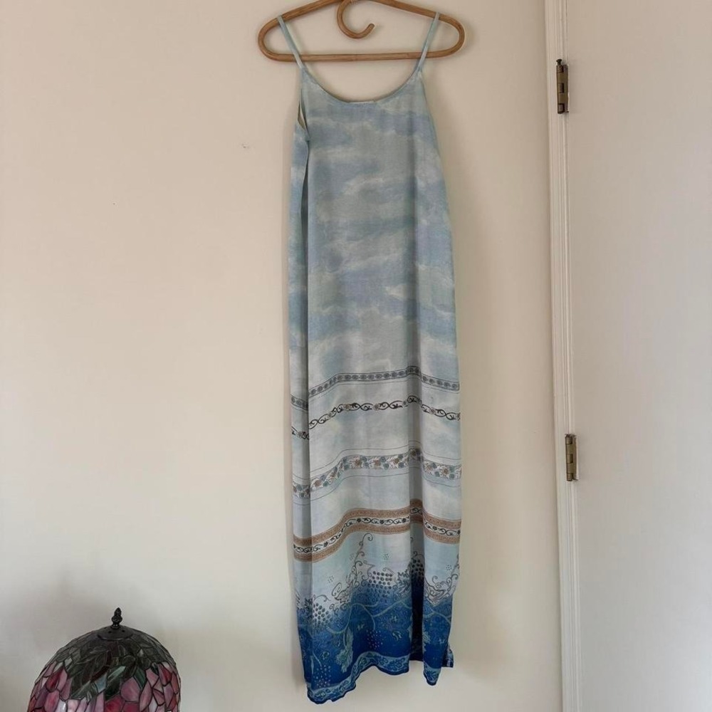 vintage scenic maxi 90s coastalcore dress
